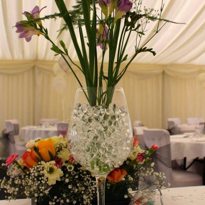Table decoration inside of marquee