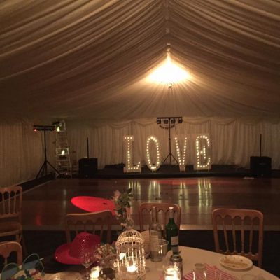 LOVE letters inside of marquee