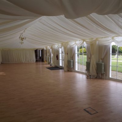 Alternate angle of indoor marquee transformation